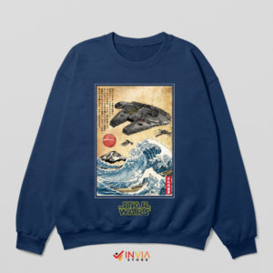 The Falcon Journey Japanese Ukiyo-e Art Navy Sweatshirt