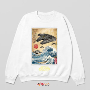 The Falcon Journey Japanese Ukiyo-e Art White SweatshirtThe Falcon Journey Japanese Ukiyo-e Art White Sweatshirt