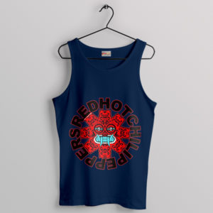 Tiki Face Art Red Hot Chili Peppers Navy Tank Top