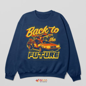 Time-Traveling Classic DeLorean Car Navy Sweatshirt