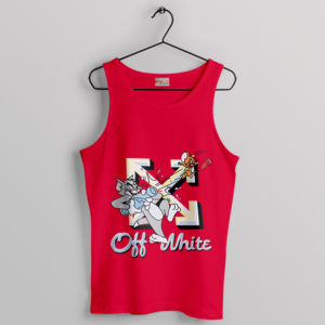 Tom and Jerry Cartoon Off White Red Tank Top