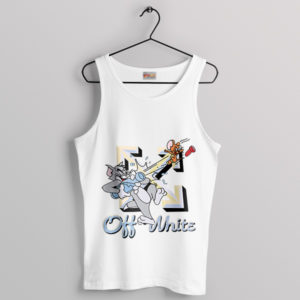 Tom and Jerry Cartoon Off White Tank Top