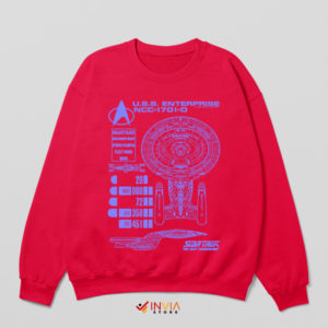 USS Enterprise Infographic Star Trek Red Sweatshirt