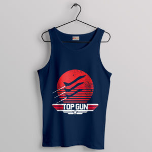 Vintage Top Gun 2 Inspired Graphic Navy Tank Top