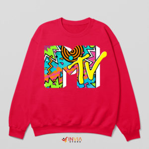 90s with MTV Music Nostalgia Red Sweatshirt