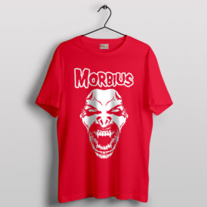 A Dark Morbius Face Meets Misfits Red T-Shirt