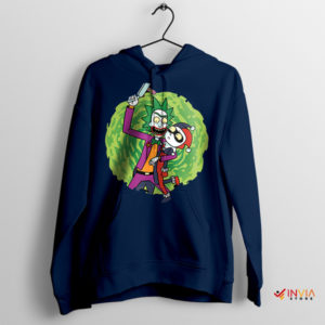 Across Realities Rick Morty Joker Harley Navy Hoodie