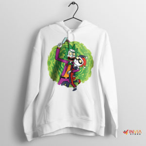 Across Realities Rick Morty Joker Harley White Hoodie