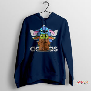 Adorable Odd Couple Stitch x Grogu Navy Hoodie