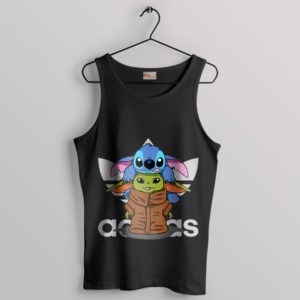 Adorable Space Duo Stitch and Grogu Black Tank Top