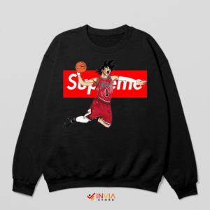 Air Goku Slam Dunking with Chicago Bulls Black Sweatshirt