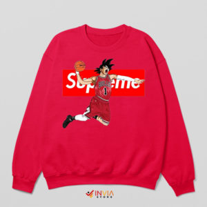 Air Goku Slam Dunking with Chicago Bulls Red Sweatshirt