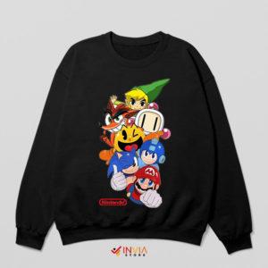 All Characters Game Nintendo Collection Black Sweatshirt