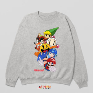 All Characters Game Nintendo Collection Sport Grey Sweatshirt