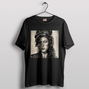 Amy Winehouse Portrait Paint Art Graphic Black T-Shirt