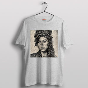 Amy Winehouse Portrait Paint Art Graphic Sport Grey T-Shirt