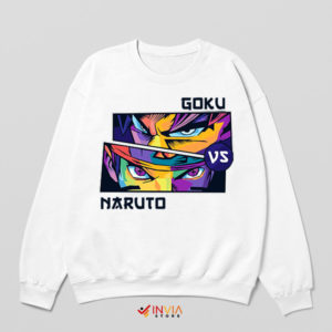 Anime Battle Gear Goku vs Naruto White Sweatshirt