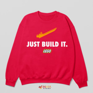 Brick by Brick Just Build It Lego Nike Red Sweatshirt