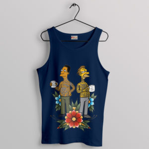 Bromance Lenny and Carl Cartoon Navy Tank Top