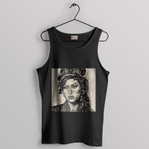 Brush with Amy Winehouse Art-Inspired Black Tank Top