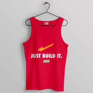 Builder with Just Build It Lego Nike Red Tank Top