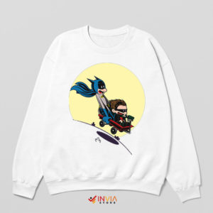 Calvin and Hobbes Style Art Batman White Sweatshirt