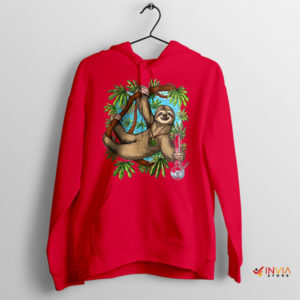 Cannabis Hanging Sloth and Weed Art Red Hoodie