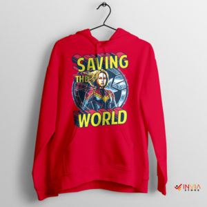 Captain Marvel Saving the World Red Hoodie