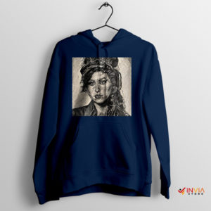 Capturing Amy Winehouse Essence Portrait Navy Hoodie