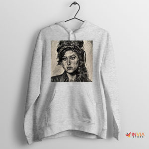 Capturing Amy Winehouse Essence Portrait Sport Grey Hoodie