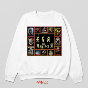 Character Lineup The Maniacs Horror Film White Sweatshirt