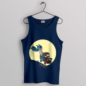 Childhood Batman Calvin and Hobbes Art Navy Tank Top