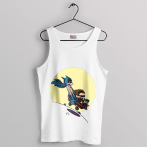 Childhood Batman Calvin and Hobbes Art White Tank Top