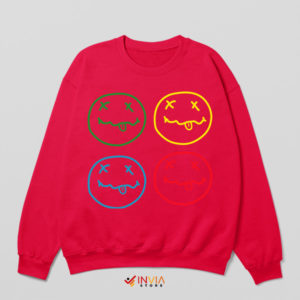 Classic Nirvana Smiley Face Icon White T-Shirt Red Sweatshirt