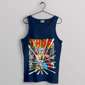 Comic Book Thunder Thor's Hammer Navy Tank Top