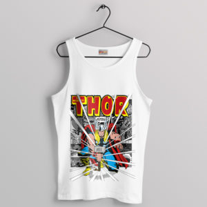 Comic Book Thunder Thor's Hammer White Tank Top