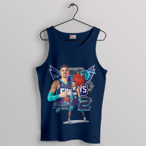 Dapper Dribbles with Lamelo Ball Navy Tank Top