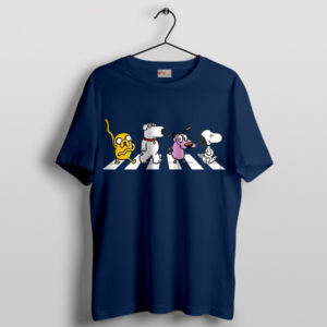 Dog Days on Abbey Road Cartoon Navy T-Shirt