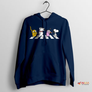 Dogs Cartoon Characters On Abbey Road Navy Hoodie