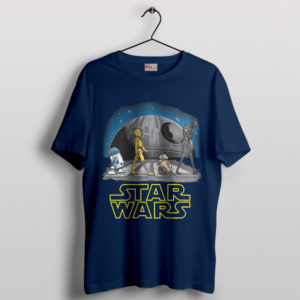 Droids on Abbey Road A Galactic Road Trip Navy T-Shirt