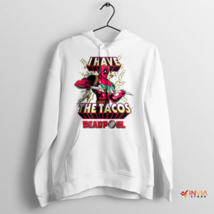 Funny Deadpool's Taco-Time Delight White Hoodie