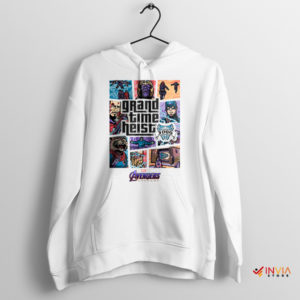 GTA x Avengers Endgame Grand Time Heist White Hoodie