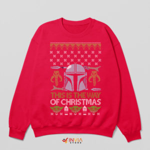 Galactic Holiday Din Djarin Ugly Christmas Red Sweatshirt