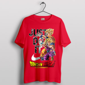 Goku and Gohan's Epic Kamehameha Nike Red T-Shirt