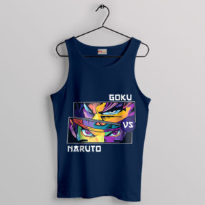 Goku vs Naruto Duel in Style Navy Tank Top