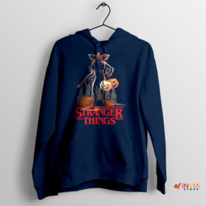 Halloween Nightmare Demogorgon Pumpkin Navy Hoodie