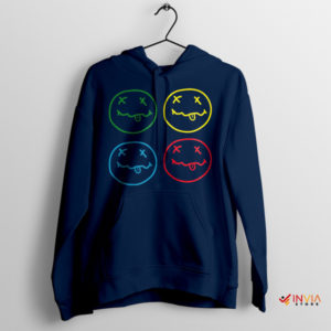 Happiness in Grunge Nirvana Smiley Face Navy Hoodie