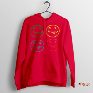 Happiness in Grunge Nirvana Smiley Face Red Hoodie