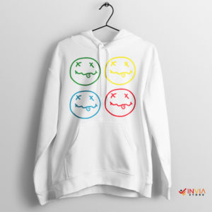 Happiness in Grunge Nirvana Smiley Face White Hoodie