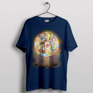 Homer as The Missionary Cartoon Navy T-Shirt